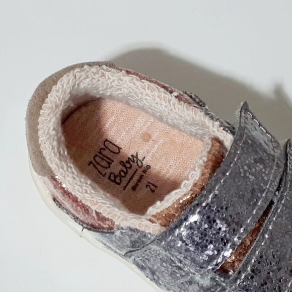 NWOT Zara Baby rose gold, gold & silver shiny glitter effect sneakers - Picture 15 of 15